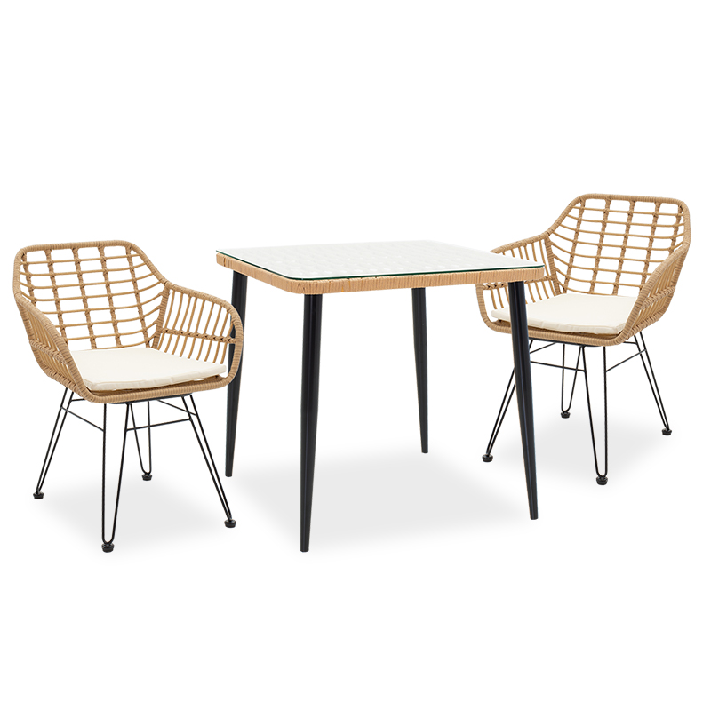 product_pako_200-000390 Τραπεζαρία Naoki σετ 3τεμ μέταλλο μαύρο - pe φυσικό - Image 1