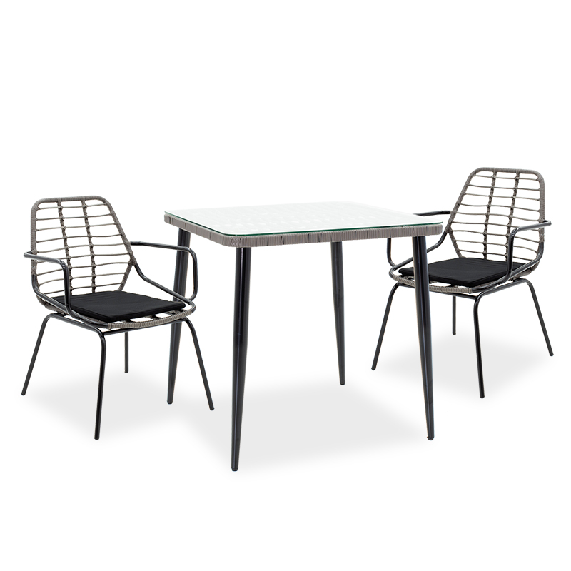 product_pako_200-000392 Τραπεζαρία Naoki σετ 3τεμ pe γκρι-μέταλλο μαύρο - Image 1