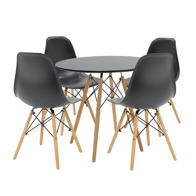 product_pako_200-000629 Τραπεζαρία Julita σετ 5τεμ σε απόχρωση μαύρο-φυσικό Φ80x73εκ - Image 1