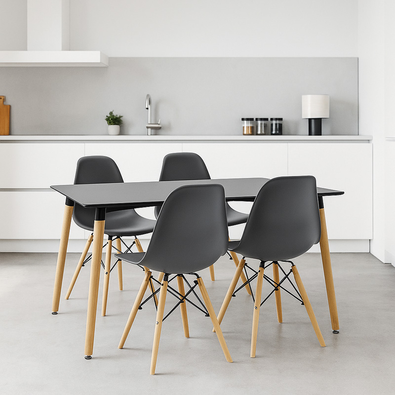 product_pako_200-000632 Τραπεζαρία Natali-Julita σετ 5τεμ μαύρο-φυσικό 120x80x76εκ - Image 1