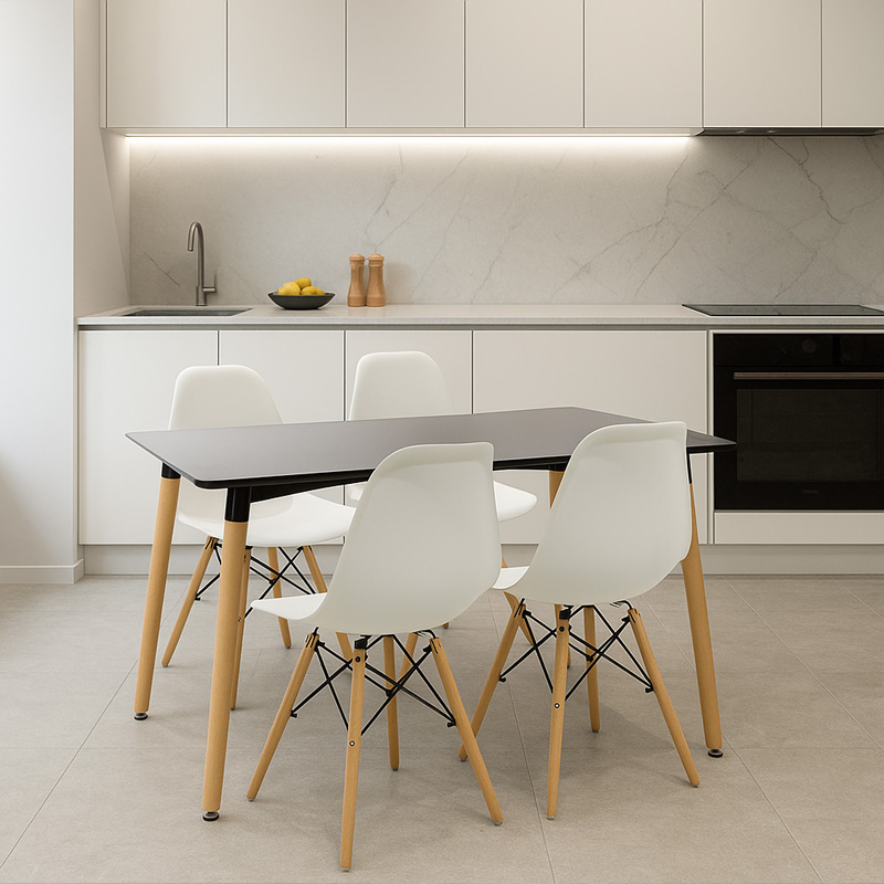product_pako_200-000633 Τραπεζαρία Natali-Julita σετ 5τεμ μαύρο-λευκό-φυσικό 120x80x76εκ - Image 1