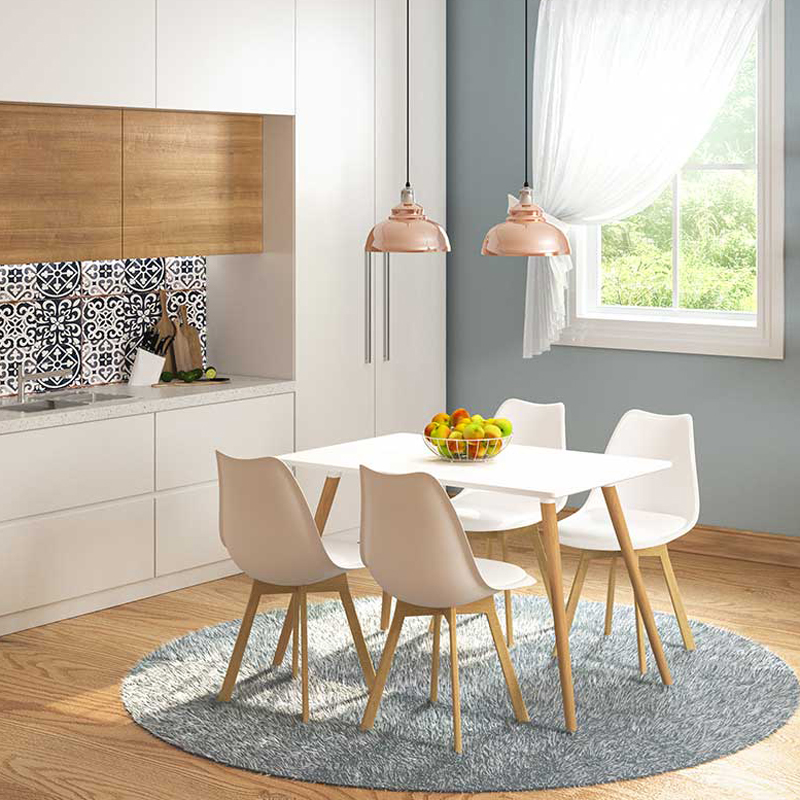 product_pako_200-000635 Tραπεζαρία Natali-Gaston σετ 5τμχ λευκό σε απόχρωση λευκό-φυσικό 120x80x73εκ - Image 1