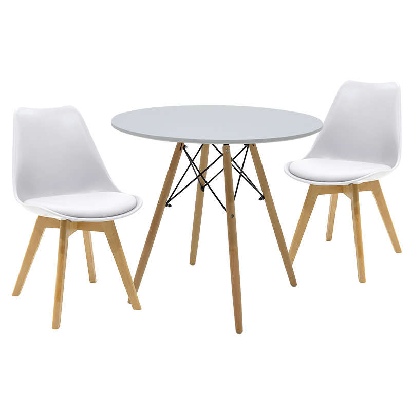 product_pako_200-000695 Τραπεζαρία Julita-Gaston σετ 3τεμ σε απόχρωση φυσικό-λευκό Φ80x73εκ - Image 1