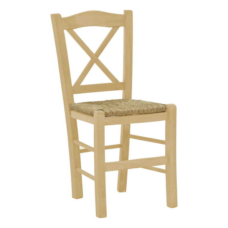 product_pako_200-000738 Καρέκλα καφενείου με ψάθα Χιαστή άβαφο ξύλο 42x40x89εκ - Image 1