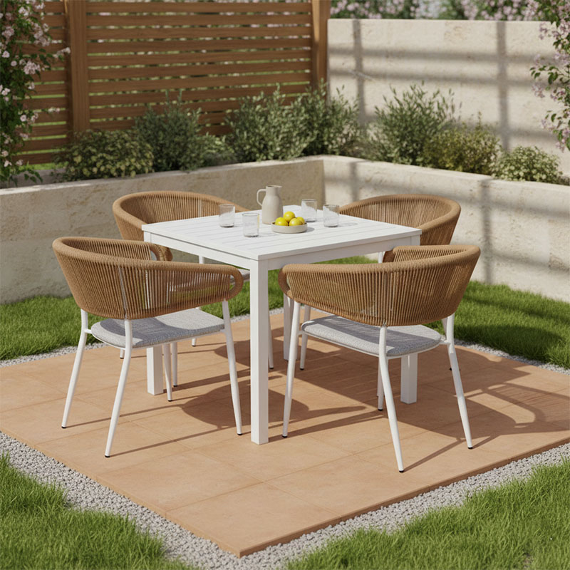 product_pako_200-000797 Τραπεζαρία Kliton - Raven σετ 5τεμ αλουμίνιο σε λευκή απόχρωση 80x80x74εκ - Image 1