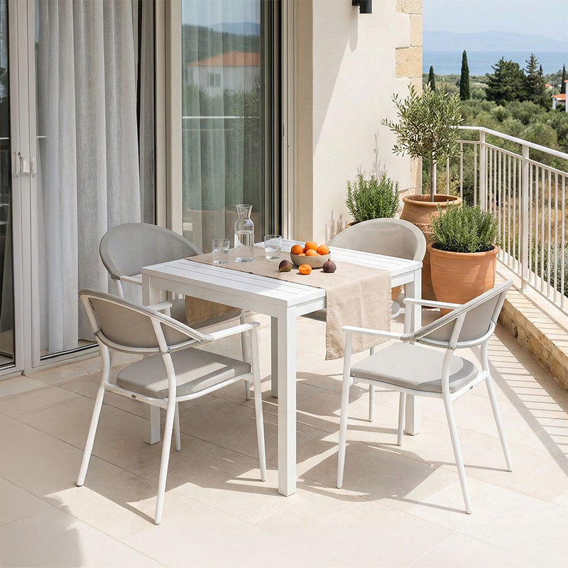 product_pako_200-000804 Τραπεζαρία Kliton - Pino σετ 5τεμ αλουμίνιο σε λευκή απόχρωση 80x80x74εκ - Image 1