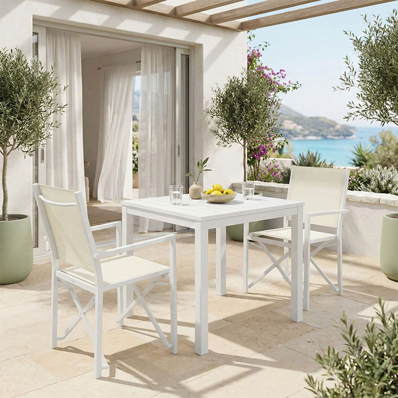 product_pako_200-000805 Τραπεζαρία Zacreta- Kliton σετ 3τεμ αλουμίνιο σε λευκή απόχρωση 80x80x74εκ - Image 1