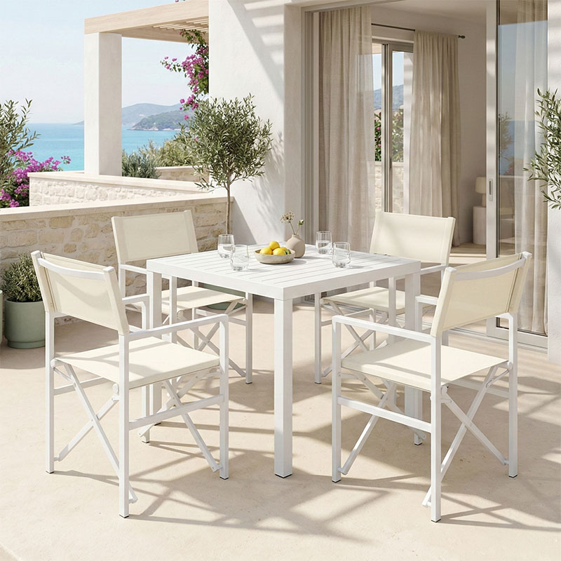 product_pako_200-000806 Τραπεζαρία Zacreta-Kliton σετ 5τεμ αλουμίνιο σε λευκή απόχρωση 80x80x74εκ - Image 1