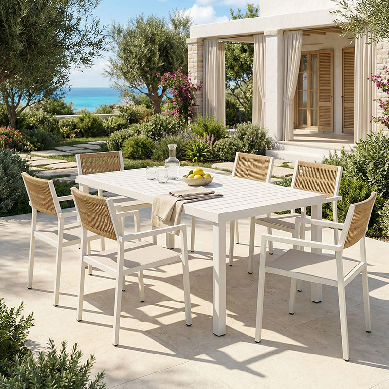 product_pako_200-000808 Τραπεζαρία Kliton - Savor σετ 7τεμ αλουμίνιο σε λευκή απόχρωση 150x80x74εκ - Image 1