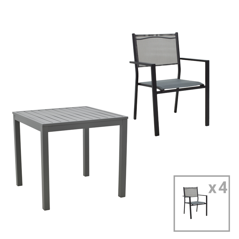 product_pako_200-000813 Τραπεζαρία Moly - Kliton σετ 5τεμ ανθρακί και μαύρο αλουμίνιο-textilene σε ανθρακί απόχρωση 80x80x74εκ - Image 1