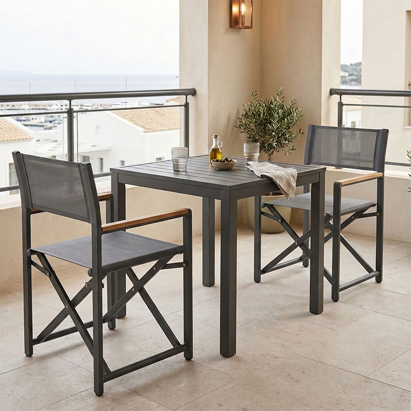 product_pako_200-000851 Τραπεζαρία Kliton-Mabu σετ 3τεμ αλουμίνιο σε ανθρακί απόχρωση 80x80x74εκ - Image 1