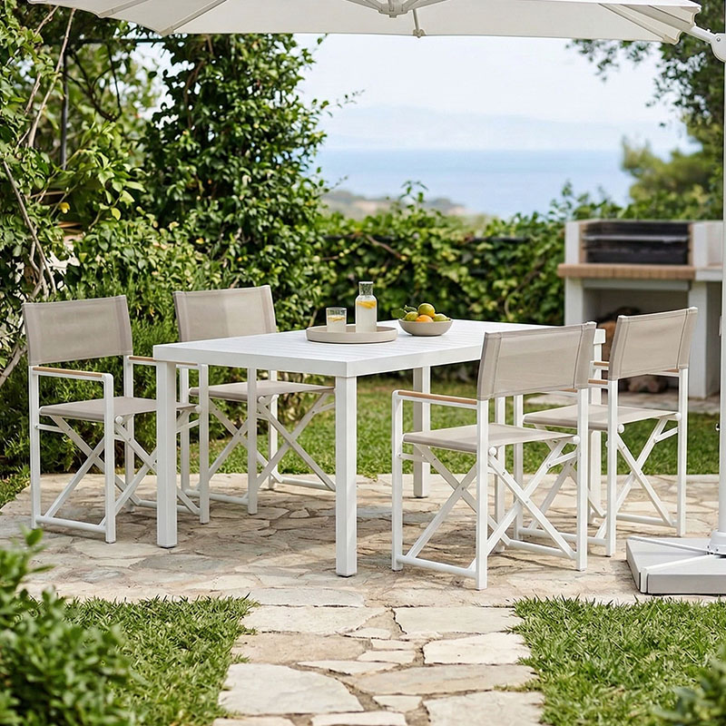 product_pako_200-000871 Τραπεζαρία Kliton-Mabu σετ 5τεμ αλουμίνιο σε λευκή απόχρωση 150x80x74εκ - Image 1