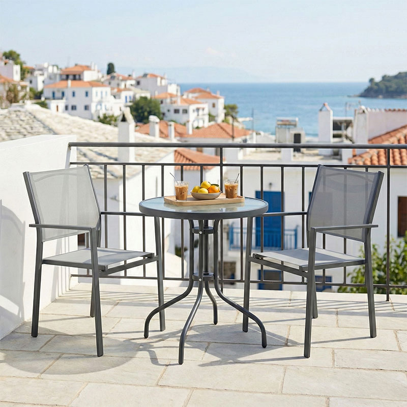 product_pako_200-000917 Τραπεζαρία Watson-Confidence A σετ 3τεμ μέταλλο σε ανθρακί απόχρωση Φ60x70εκ - Image 1