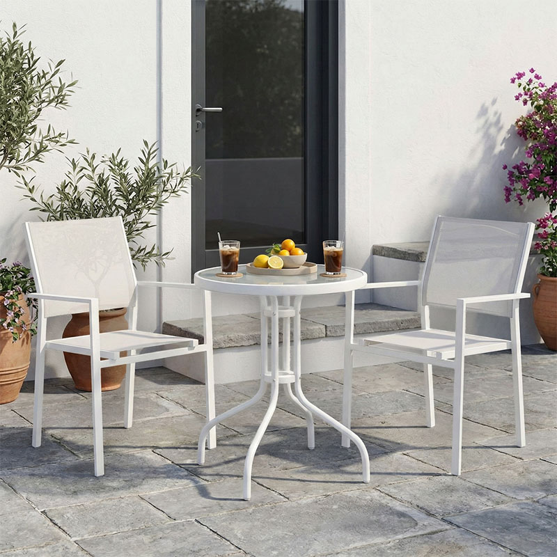 product_pako_200-000919 Τραπεζαρία Valor-Confidence B σετ 3τεμ μέταλλο σε λευκή απόχρωση Φ60x70εκ - Image 1