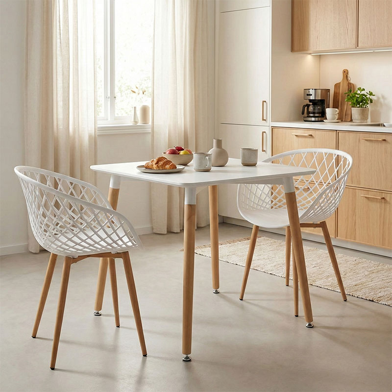 product_pako_200-000992 Τραπεζαρία Ezra-Natali σετ 3τεμ pp-mdf σε λευκή-φυσική απόχρωση 80x80x76εκ - Image 1