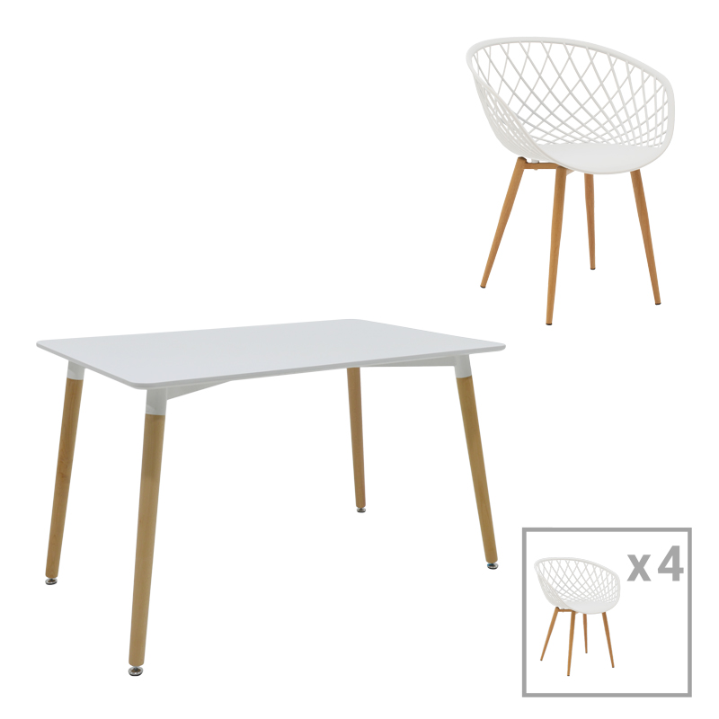 product_pako_200-000994 Τραπεζαρία Ezra-Natali σετ 5τεμ pp-mdf σε λευκή-φυσική απόχρωση 120x80x76εκ - Image 1