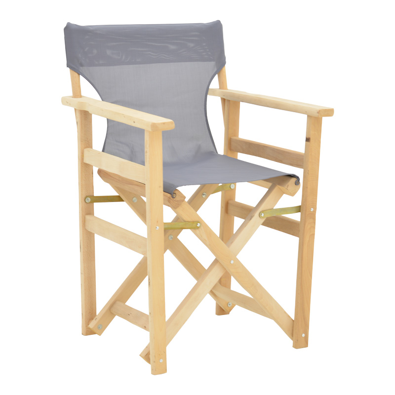 product_pako_200-001093 Καρέκλα-πολυθρόνα σκηνοθέτη Kompa μασίφ σε απόχρωση άβαφου ξύλου-πανί Nexus γκρι - Image 1