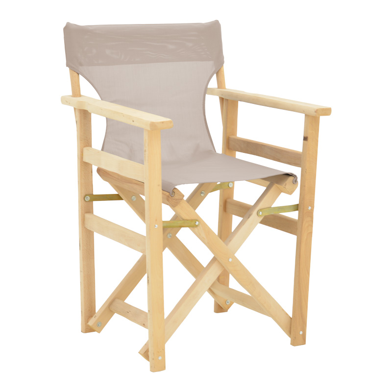 product_pako_200-001096 Καρέκλα-πολυθρόνα σκηνοθέτη Kompa μασίφ σε απόχρωση άβαφου ξύλου-πανί Nexus γκρι-μπεζ - Image 1