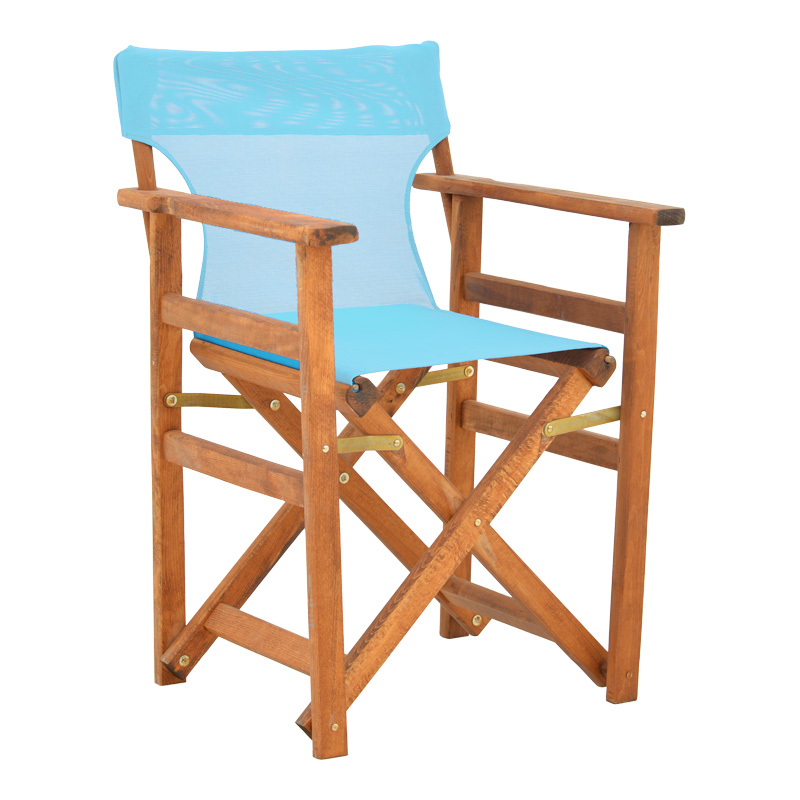 product_pako_200-001097 Καρέκλα-πολυθρόνα σκηνοθέτη Kompa μασίφ ξύλο οξιάς καρυδί-πανί τιρκουάζ - Image 1