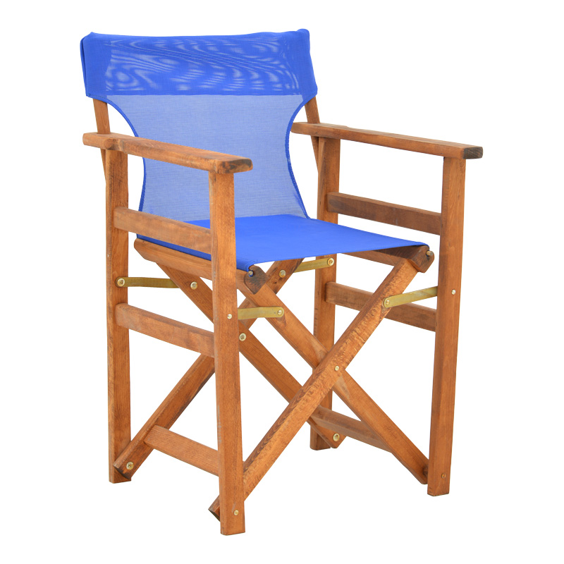 product_pako_200-001101 Καρέκλα-πολυθρόνα σκηνοθέτη Kompa μασίφ ξύλο οξιάς καρυδί-πανί μπλε - Image 1