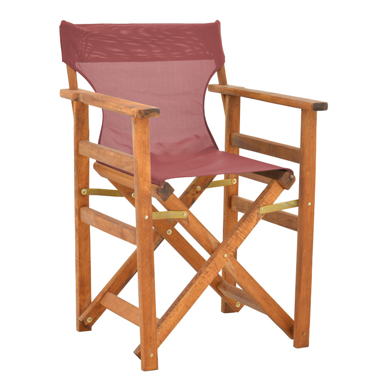 product_pako_200-001102 Καρέκλα-πολυθρόνα σκηνοθέτη Kompa μασίφ ξύλο οξιάς καρυδί-πανί μπορντό - Image 1