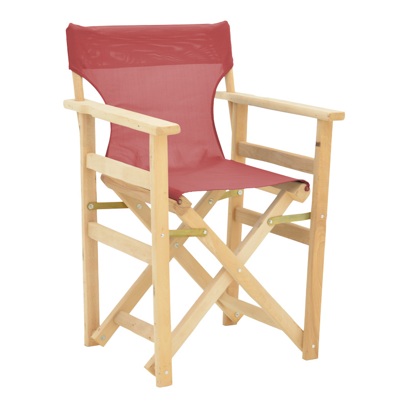 product_pako_200-001116 Καρέκλα-πολυθρόνα σκηνοθέτη Kompa μασίφ ξύλο οξιάς σε απόχρωση άβαφου ξύλου με μπορντό πανί - Image 1