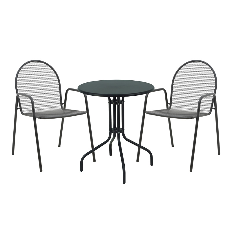 product_pako_200-001126 Τραπεζαρία Vergo-Tarete σετ 3τεμ μέταλλο σε μαύρη απόχρωση - Image 1