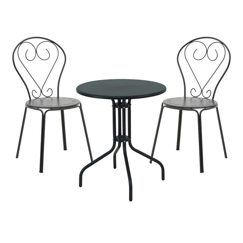product_pako_200-001128 Τραπεζαρία Vergo-Chari σετ 3τεμ μέταλλο σε μαύρη απόχρωση - Image 1