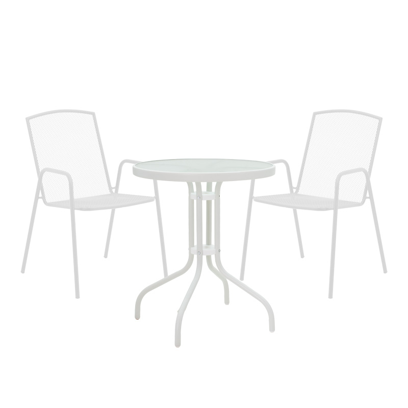product_pako_200-001133 Τραπεζαρία Watson-Pomedon σετ 3τεμ μέταλλο σε λευκή απόχρωση - Image 1