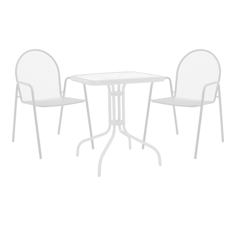 product_pako_200-001139 Τραπεζαρία Watson-Tarete σετ 3τεμ μέταλλο σε λευκή απόχρωση 70x70x70εκ - Image 1