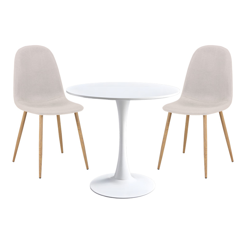 product_pako_200-001149 Τραπεζαρία Elijah-Bella σετ 3τεμ σε λευκή-μπεζ απόχρωση Φ60x74εκ - Image 1