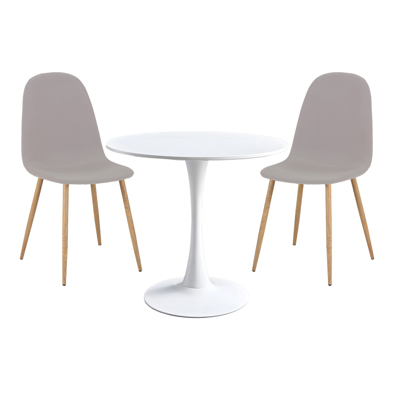 product_pako_200-001150 Τραπεζαρία Elijah-Bella σετ 3τεμ σε λευκή-γκρι απόχρωση Φ60x74εκ - Image 1