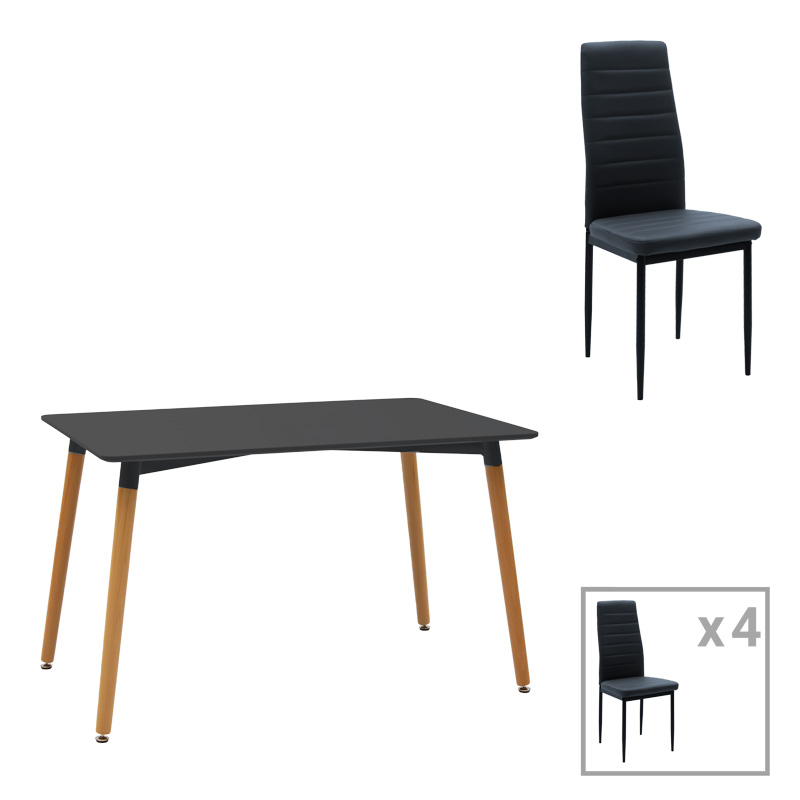 product_pako_200-001156 Τραπεζαρία Natali-Parker σετ 5τεμ mdf σε μαύρη-φυσική απόχρωση 120x80x76cm - Image 1