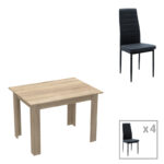 Τραπεζαρία Manka-Parker σετ 5τεμ mdf σε μαύρη-sonoma απόχρωση 110x80x77εκ