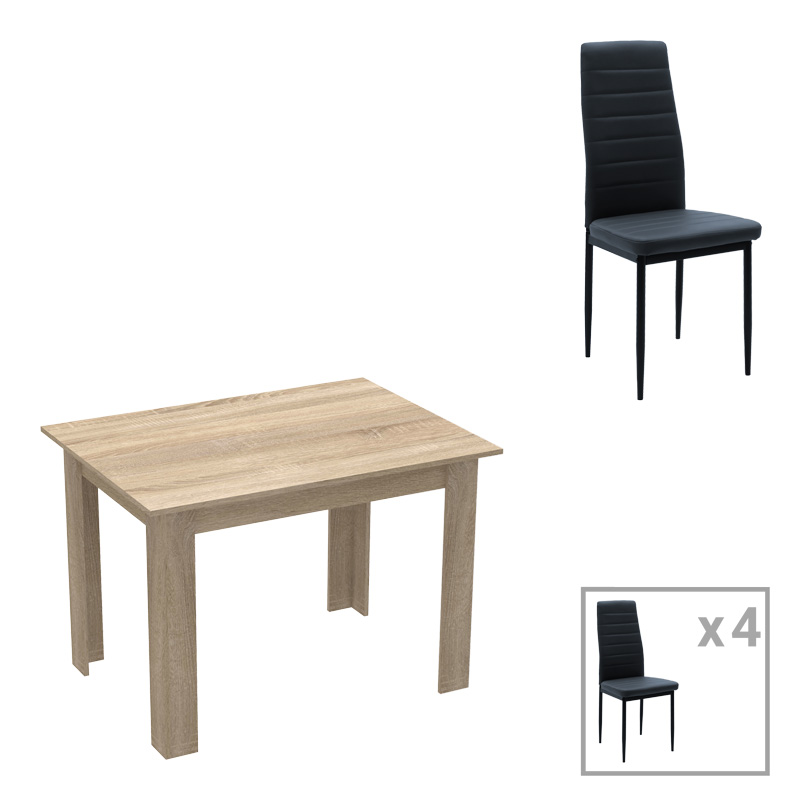 product_pako_200-001160 Τραπεζαρία Manka-Parker σετ 5τεμ mdf σε μαύρη-sonoma απόχρωση 110x80x77εκ - Image 1