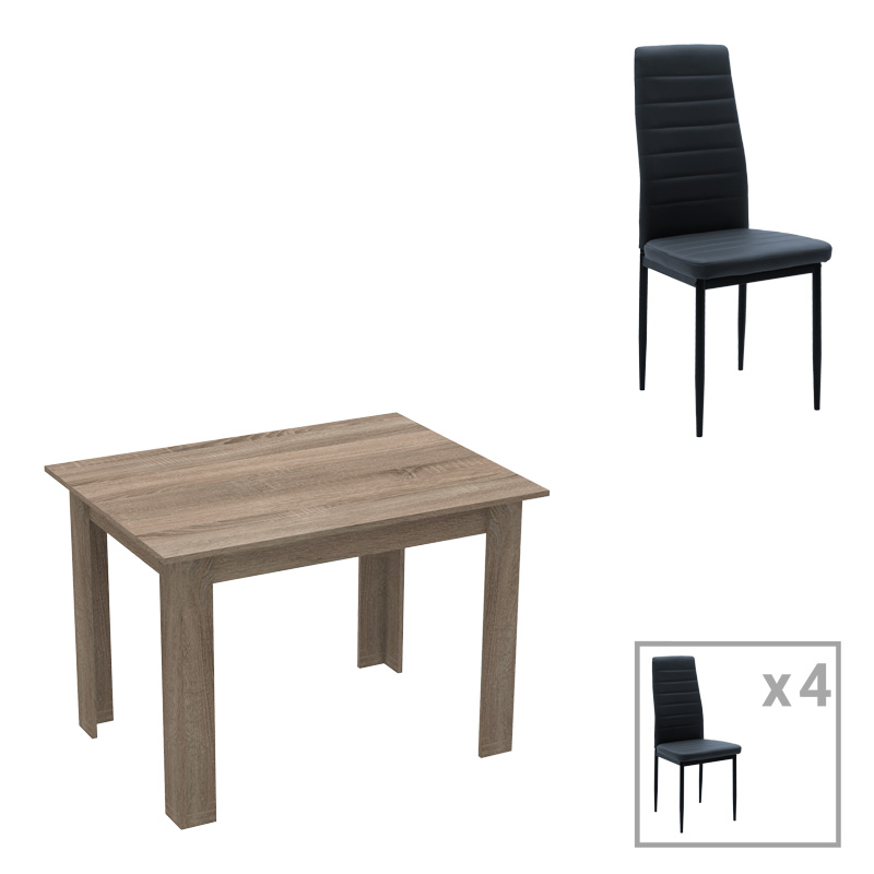 product_pako_200-001161 Τραπεζαρία Manka-Parker σετ 5τεμ mdf σε μαύρη-sonoma truffle απόχρωση 110x80x77εκ - Image 1