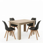 Τραπεζαρία Manka-Gaston σετ 5τεμ σε sonoma-μαύρη απόχρωση 110x80x77εκ - Image 2