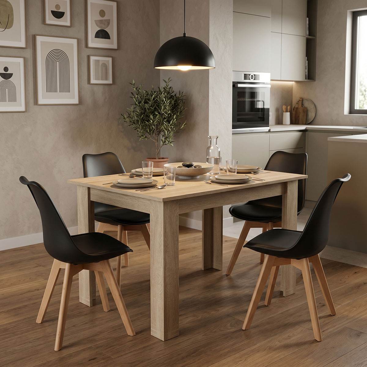 product_pako_200-001189 Τραπεζαρία Manka-Gaston σετ 5τεμ σε sonoma-μαύρη απόχρωση 110x80x77εκ - Image 1