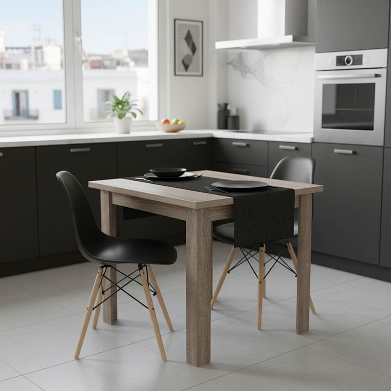 product_pako_200-001201 Τραπεζαρία Manka I-Julita σετ 3τεμ σε sonoma truffle-μαύρη απόχρωση 80x80x77εκ - Image 1