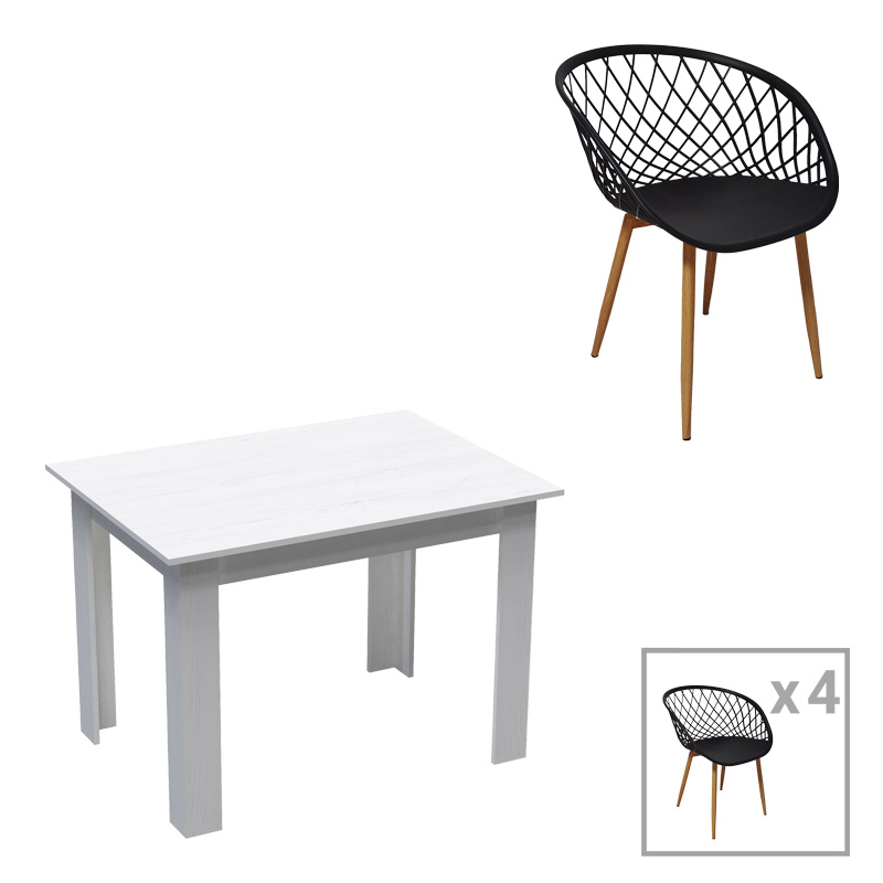 product_pako_200-001215 Τραπεζαρία Manka-Ezra σετ 5τεμ σε λευκή απόχρωση 110x80x77εκ - Image 1