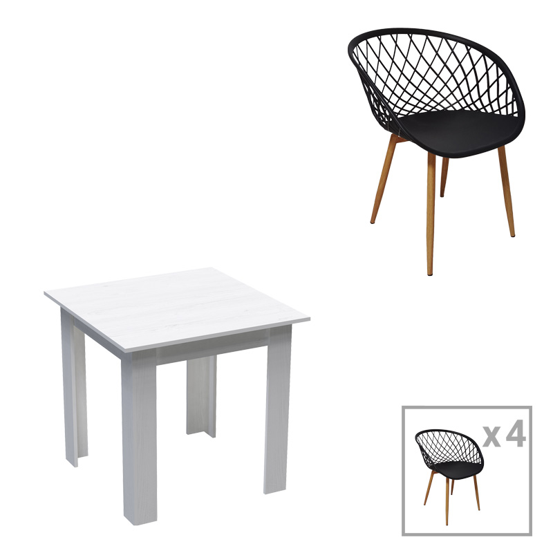 product_pako_200-001216 Τραπεζαρία Manka-Ezra σετ 5τεμ σε λευκή απόχρωση 80x80x77εκ - Image 1