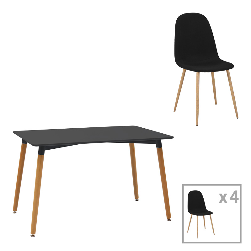 product_pako_200-001224 Τραπεζαρία Natali-Bella σετ 5τεμ mdf σε μαύρη-φυσική απόχρωση 120x80x76cm - Image 1