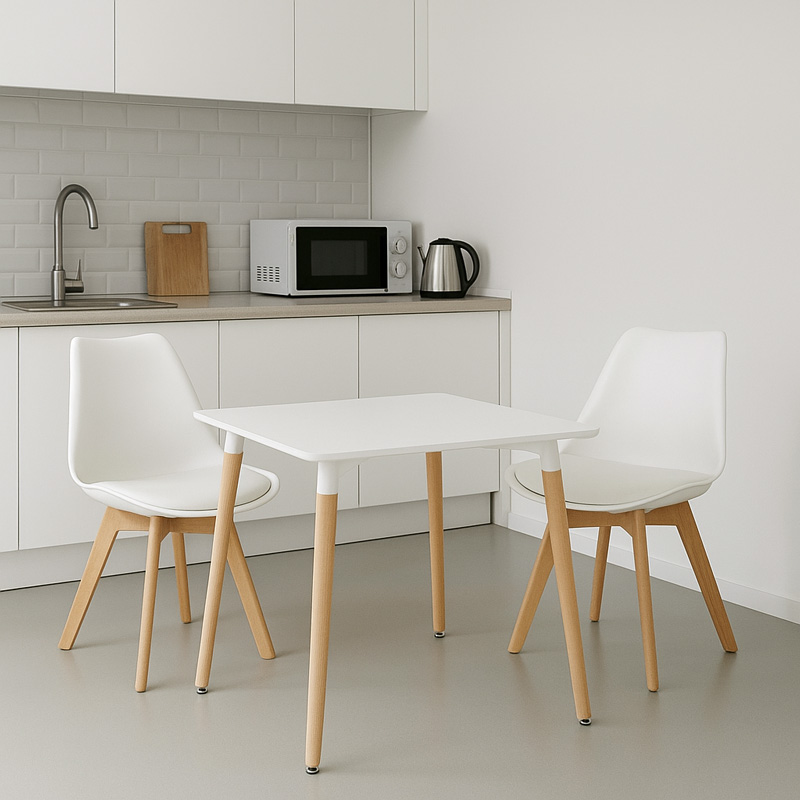 product_pako_200-001241 Τραπεζαρία Natali-Gaston σετ 3τεμ σε λευκή απόχρωση 80x80x76εκ - Image 1