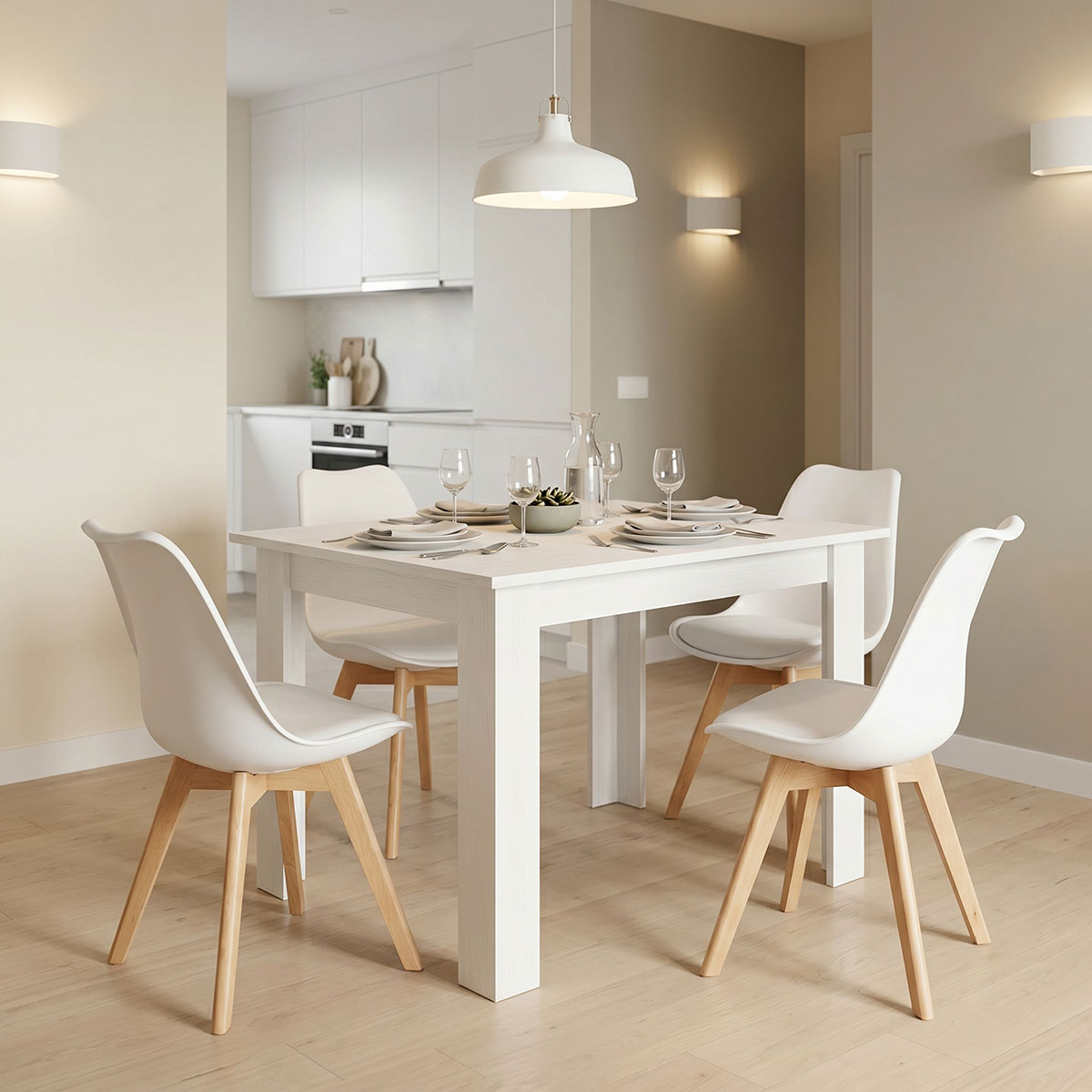 product_pako_200-001244 Τραπεζαρία Manka-Gaston σετ 5τεμ σε λευκή απόχρωση 110x80x77εκ - Image 1