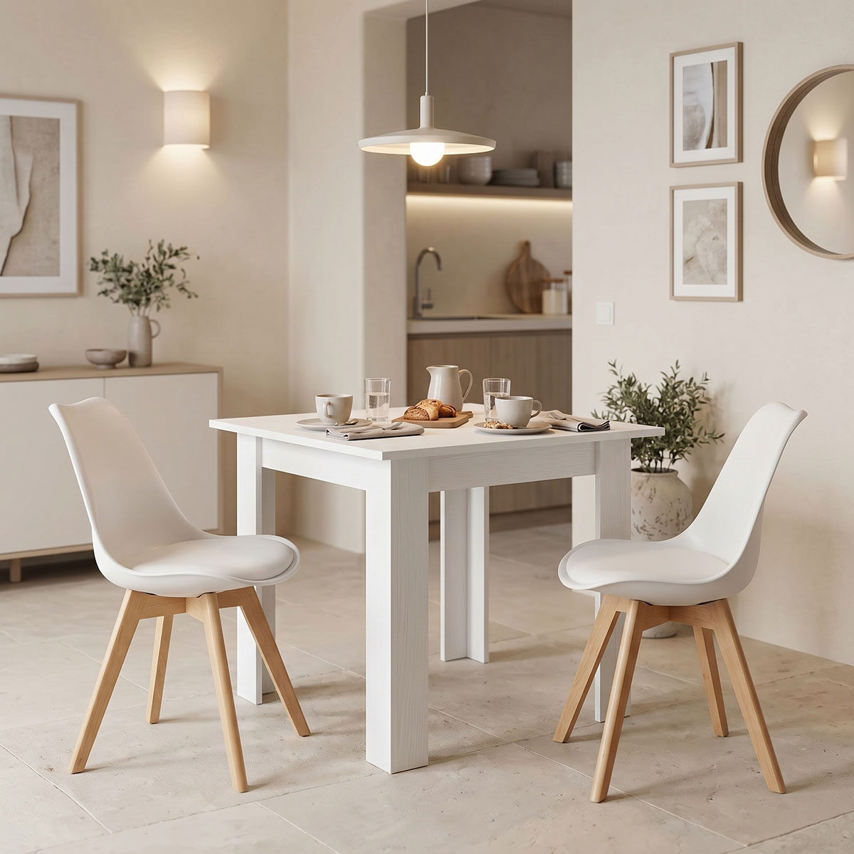product_pako_200-001245 Τραπεζαρία Manka-Gaston σετ 3τεμ σε λευκή απόχρωση 80x80x77εκ - Image 1
