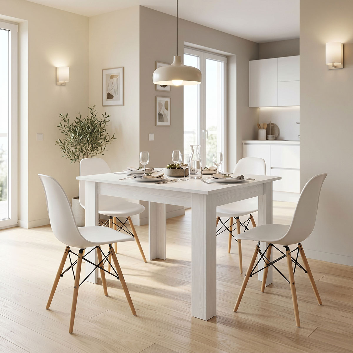 product_pako_200-001248 Τραπεζαρία Manka-Julita σετ 5τεμ σε λευκή απόχρωση 110x80x77εκ - Image 1