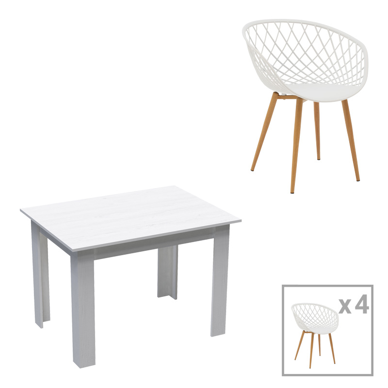 product_pako_200-001251 Τραπεζαρία Manka-Ezra σετ 5τεμ σε λευκή απόχρωση 110x80x77εκ - Image 1
