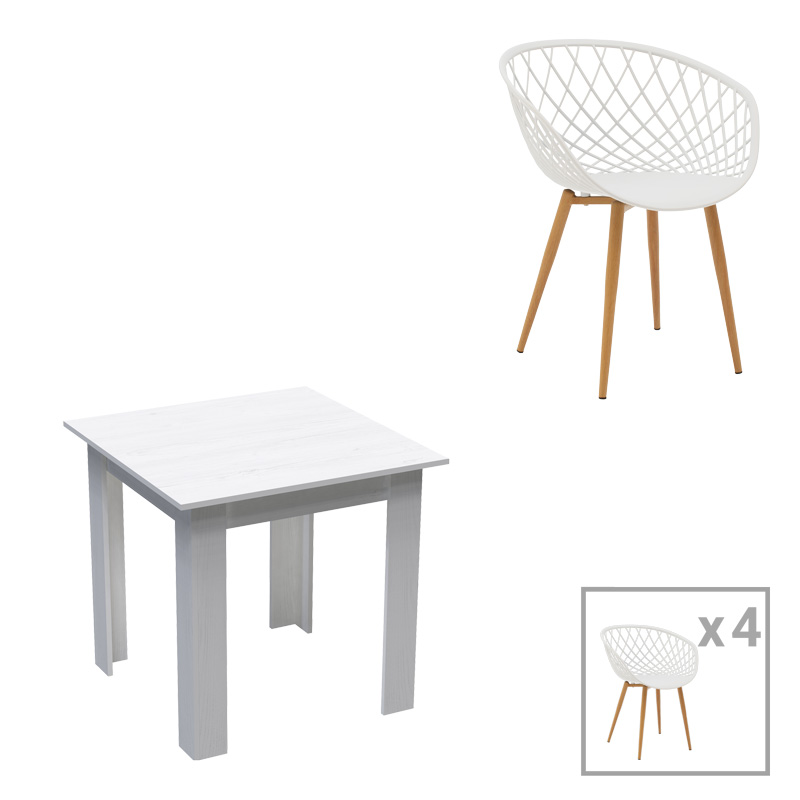 product_pako_200-001252 Τραπεζαρία Manka-Ezra σετ 3τεμ σε λευκή απόχρωση 80x80x77εκ - Image 1
