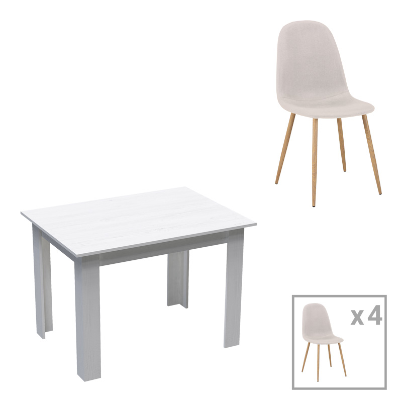 product_pako_200-001256 Τραπεζαρία Bella-Manka σετ 5τεμ σε λευκή απόχρωση 110x80x77εκ - Image 1