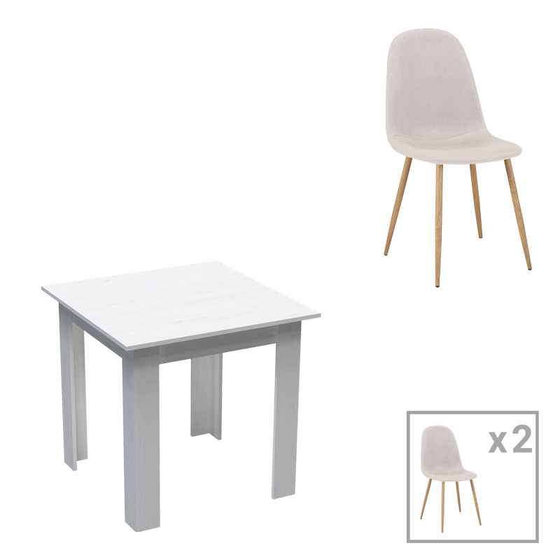 product_pako_200-001257 Τραπεζαρία Bella-Manka σετ 3τεμ σε λευκή απόχρωση 80x80x77εκ - Image 1